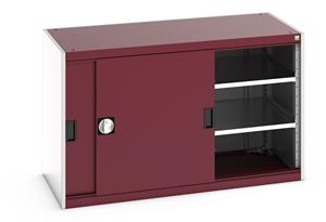 40022061.** Bott cubio cupboard with lockable sliding doors 800mm high x 1300mm wide x 650mm deep and supplied with 2 x 160kg capacity shelves.   Ideal for areas with limited space where standard outward opening doors would not be suitable....